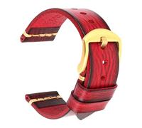 Risdany 20-22mm Men's Handcrafted Vintage Leather Strap, Equipped with Safety Pin Buckle, Replaceable Strap Parts, Classic Style,Red Gold,18mm