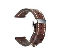 Risdany 20-22mm, Men's Leather Strap with a Stainless Steel Butterfly Clasp, Vintage Style, Interchangeable Universal Parts.,21mm