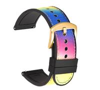 Risdany 20mm/22mm Wide, Woven Nylon Rubber Watch Strap, a Quick-Release Waterproof Sports Watch Strap for Men.,Rainbow Gold,22mm