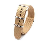 Risdany Nylon Striped Watch Band with Silver Pin Buckle, 18-24mm Wide, Quick-Release, Replacement Accessory,Beige,24mm