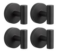 Rise age Suction Cup Shower Hooks, Suction Towel Hooks for Shower Wall | No Drill Installation, Waterproof, Removable, Heavy Duty, Renter Friendly, Black 4 Pcs