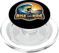 Rise And Ride Surfer Morning Surfing Surfboard Quote Vintage PopSockets PopGrip for MagSafe