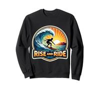 Rise And Ride Surfer Morning Surfing Surfboard Quote Vintage Sweatshirt
