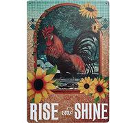 Rise and Shine Chicken Coop Retro Sunflower Farmhouse Country Aluminum Tin Sign Metal Wall Art Decorations Iron Painting for Indoor Outdoor Home Decor Room Door Accessories Poster Housewarming Gifts 8