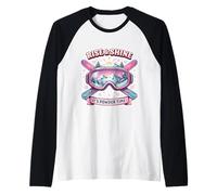 Rise and Shine It's Powder Time Skiing Woman Skier Ski Girl Raglan Baseball Tee