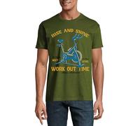 Rise and Shine Next Lever Work Out Time Crew Neck Cotton Men's T-Shirt Hunter Green XX-Large