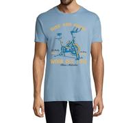 Rise and Shine Next Lever Work Out Time Crew Neck Cotton Men's T-Shirt Light Blue Medium
