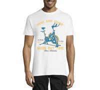 Rise and Shine Next Lever Work Out Time Crew Neck Cotton Men's T-Shirt White Medium