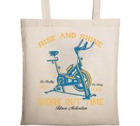 Rise and Shine Next Lever Work Out Time Natural Ecological Cotton Tote Bag Beige