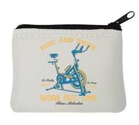 Rise and Shine Next Lever Work Out Time Neoprene Coin Purse Pouch 10x11cm White