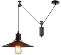 Rise Fall Split Pulley Pendant Chandelier Lighting Industrial Retractable Cable Ceiling Light Barn Navigation Club Bar Lighting, Black