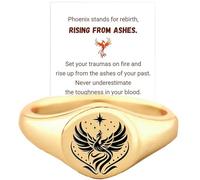 Rise From Ashes Phoenix Signet Ring For Women, Phoenix Ring Incentive Ring Serves As A Constant Reminder To Rise Above Challenges,Inspirational Phoenix Bird Ring Jewelry Gifts To Sorority Sisters