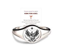 Rise From Ashes Phoenix Signet Ring for Women, Phoenix Ring Incentive Ring Serves As A Constant Reminder To Rise Above Challenges, Inspirational Jewelry Gifts for Her, 9, Titanium steel, No Gemstone