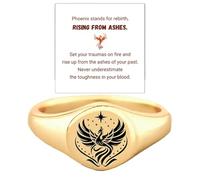Rise From Ashes Phoenix Signet Ring, S925 Silver Phoenix Ring Incentive Ring Serves As A Constant Reminder To Rise Above Challenges Engraved Inspirational Phoenix Fire Bird Ring Jewelry Gift for Women