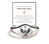 Rise From Ashes Phoenix Signet Ring, Vintage Engraved Phoenix Rings For Women, S925 Sterling Silver Rising Phoenix Ring Inspirational Rings, Phoenix Jewelry Gifts For Women Girls (A, 10)
