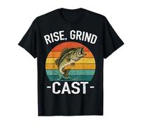 Rise Grind CAST Fishing Lover Fish Whisperer Adventures Lake T-Shirt