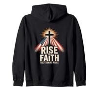 Rise In Faith The Turning Point Christian Patriotic Cross Zip Hoodie