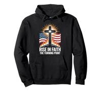 Rise In Faith The Turning Point Patriotic Cross USA Pullover Hoodie