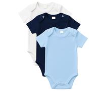 rise&Raba Baby Bodysuit 3 Pcs | 100% Organic Cotton Half Sleeve Comfortable Button Baby Vests for Boys and Girls | Cute,Cosy, Soft 0-4 Years Unisex Onesies (White-Navy-Blue, 9-12 Month)