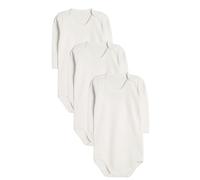 rise&Raba Baby Bodysuit 3 Pcs | 100% Organic Cotton Long Sleeve Comfortable Button Baby Bodysuits for Boys and Girls | Comfortable and Cute Onesies (Ecru-Ecru-Ecru, 0-3 Month)