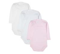 rise&Raba Baby Bodysuit 3 Pcs | 100% Organic Cotton Long Sleeve Comfortable Button Baby Bodysuits for Boys and Girls | Comfortable and Cute Onesies (White-Ecru-Pink, 0-3 Month)