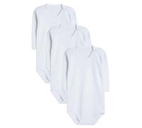 rise&Raba Baby Bodysuit 3 Pcs | 100% Organic Cotton Long Sleeve Comfortable Button Baby Bodysuits for Boys and Girls | Comfortable and Cute Onesies (White-White-White, 6-9 Month)