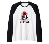 Rise Raid Repeat Viking Coffee Lover Norse Morning Routine Raglan Baseball Tee