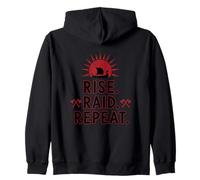 Rise Raid Repeat Viking Coffee Lover Norse Morning Routine Zip Hoodie