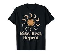 Rise Rest Repeat Sun and Moon Mindful Balance Design T-Shirt