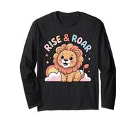 Rise & Roar Lion Sunrise Graphic Powerful Motivation Long Sleeve T-Shirt