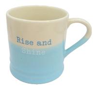 Rise & Shine Mug Blue & White Ceramic 9 CM Dishwasher & Microwave Safe Tableware