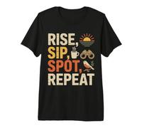 Rise Sip Spot Repeat Birdwatching Retro Sunrise Premium T-Shirt