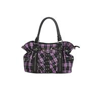 Rise Up Handcuff Goth Punk Rock Black and Purple Plaid Tartan Tote Crossbody Bag Women's Purse, Multicolor, One Size