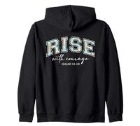Rise With Courage Christian Religion Bible Scripture Message Zip Hoodie