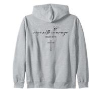 Rise With Courage Cross Christian Religion Bible Scripture Zip Hoodie