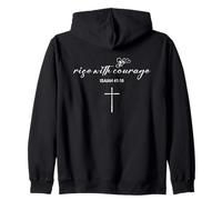 Rise With Courage Cross Christian Religion Bible Scripture Zip Hoodie