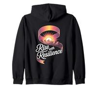 Rise With Resilience Breast Cancer Awareness Month Zip Hoodie
