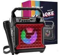 Risebass Portable Karaoke Machine with Microphone - Karaoke System with Party Lights for Kids and Adults - Rechargeable USB Speaker Set with FM Radio SD Card, AUX-in, Birthday Gift for Girls and Boys