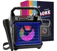 Risebass Portable Karaoke Machine with Microphone - Home Karaoke System with Party Lights for Kids and Adults - Rechargeable USB Speaker Set with FM Radio, SD/TF Card Support, and AUX-In (Blue)