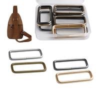 RiseDirectly 12 Pcs 2 Inch Strong Metal Belt Square Ring Clasp Hook Buckles - Shinning Webbing Strap Loops Rectangle Buckle in 4 Colors, Durable Hardware for Bags, Belts & DIY Accessories