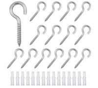 RiseDirectly 15 Pack M3x40 304 Stainless Steel Eye Hooks, Heavy Duty Self-Tapping Eye Screws Fixings, Anti-Rust Ceiling Hanging Eyes Bolts with Anchors for DIY Craft, Cable Securing, Garden Lights