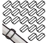 RiseDirectly 20 Pack 1-1/2 Inch Metal Tri-Glide Buckles, Heavy Duty Rustproof Slide Adjuster, Metal Webbing Strap Keeper for Backpack Purse Pet Collar DIY Sewing Replacement(Black)