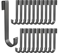 RiseDirectly 20PCS J Shaped Hooks, Gray Clip-On Hooks for Wire Rack, Grid Wall, Kitchen, Pots, Pans, Utensils, Plants, Towels -Heavy Duty Aluminum