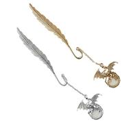 Risedot 2pcs Metal Feather Bookmarks, Men Women Luminous Glow in The Dark Book Lovers Retro Antique Dragon Bookmark