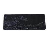 Risedot Japanese Sea Wave Gaming Mouse Pad, Black Large Non-Slip Desk Pad with Stitched Edges