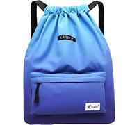 Risefit Waterproof Drawstring Bags, Printed Gym Sackpacks Bags Sports Backpacks for Shopping Swimming Yoga for Men Women Girls Students (Light Blue)