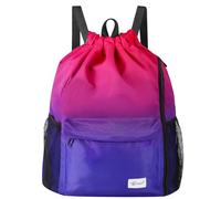 Risefit Waterproof Drawstring Bags String Backpack, Swim Bags PE Gym Bags Sports Backpacks Swimming Bags for Adults, Kids - Men Women Girls Boys