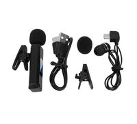 Risegun Bluetooth Earbud and Microphone Kit Wireless Lavalier Microphone with 360 Degree Pickup Noise Blocking Fast Transfer for Live Streaming Delivery Person Black