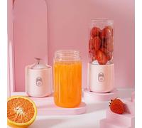 Risegun Electric Citrus Juicer, 500ml Mini Portable Pink Juicer Machine with 6 Leaf Blades for Fruits and Vegetables