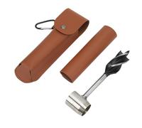 Risegun Hand Auger Wrench Set Stainless Steel Multifunctional Portable Manual Wood Auger Drill Bit with Storage Bag (Brown PU Leather Bag and Holster)